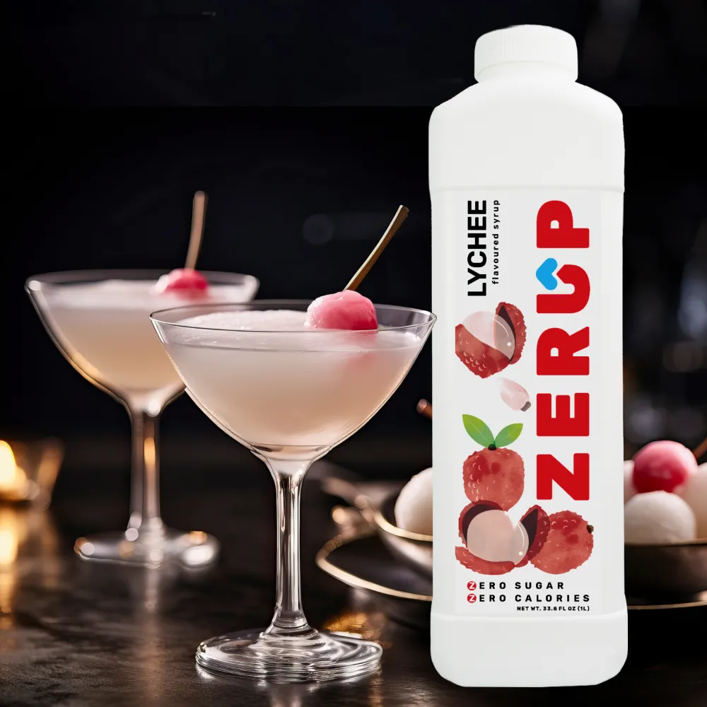 Lychee Zerup syrup with lychee martinis